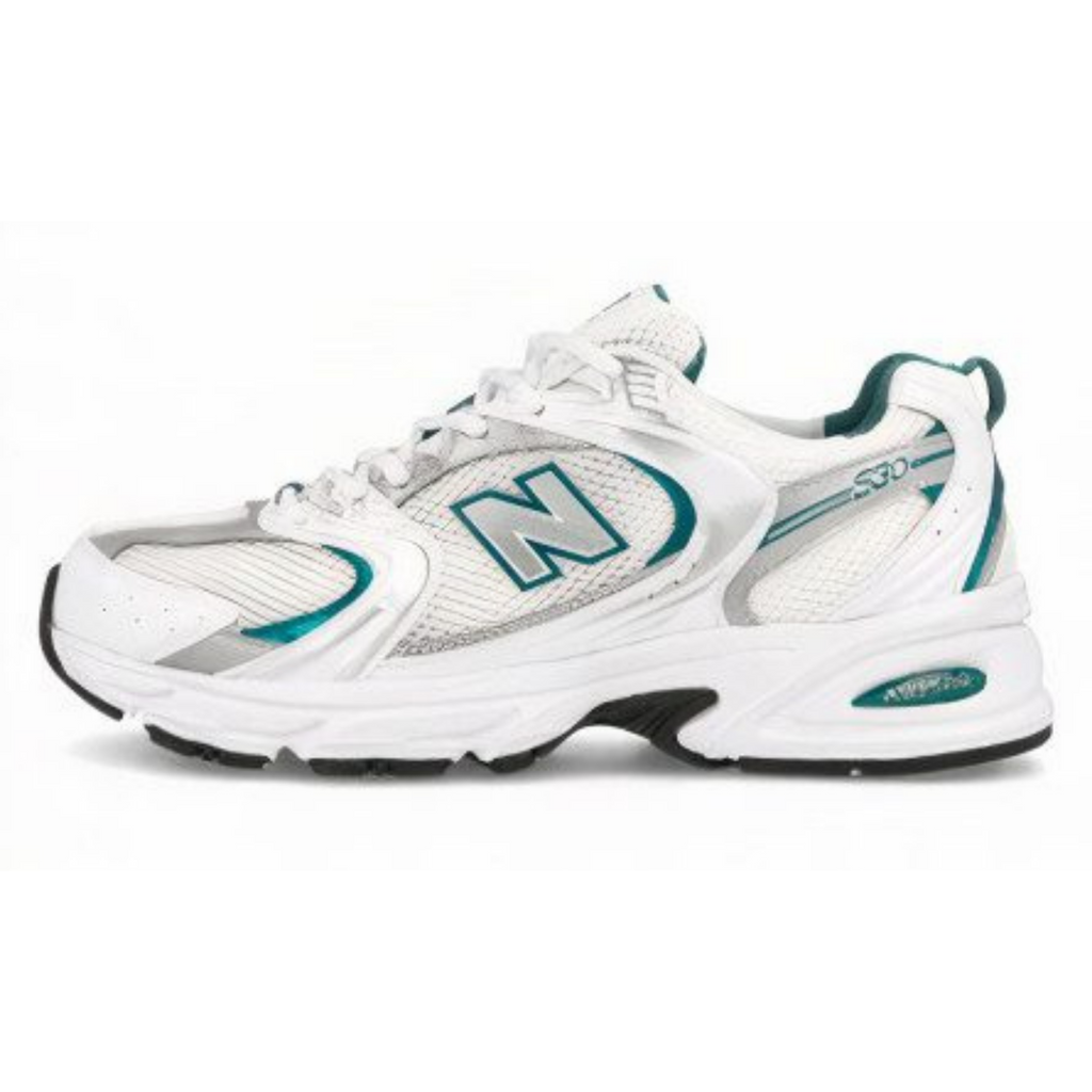 New Balance 530 White Silver Metallic Green