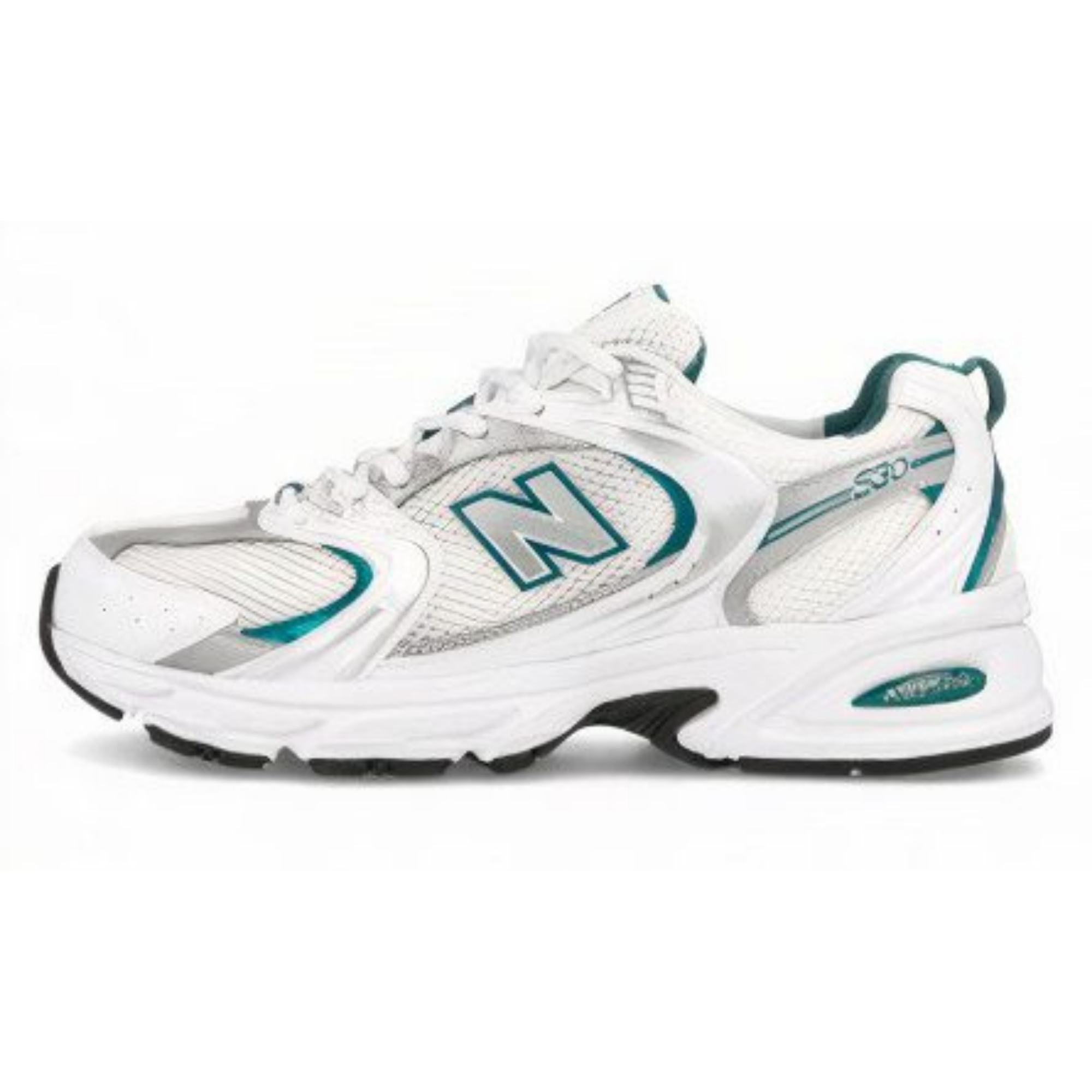 New Balance 530 White Silver Metallic Green