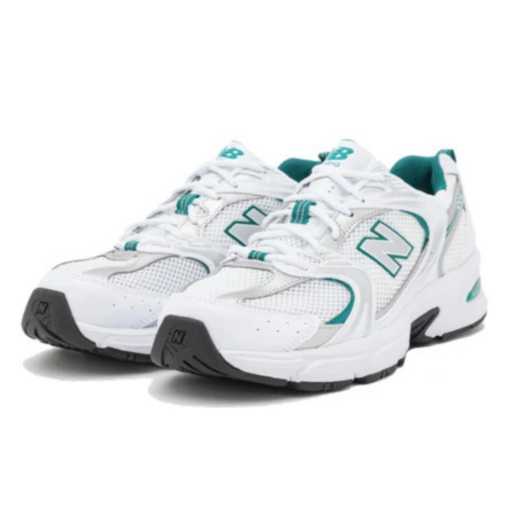 New Balance 530 White Silver Metallic Green