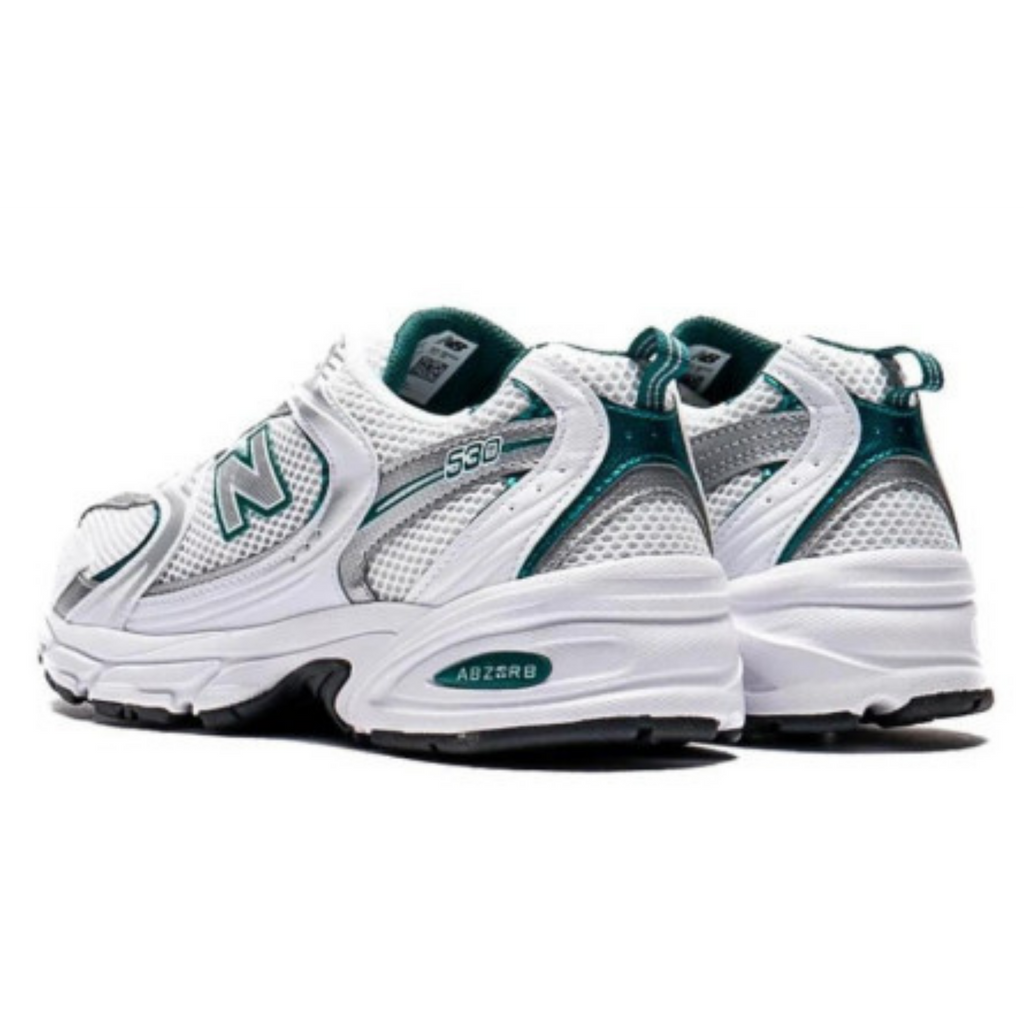 New Balance 530 White Silver Metallic Green