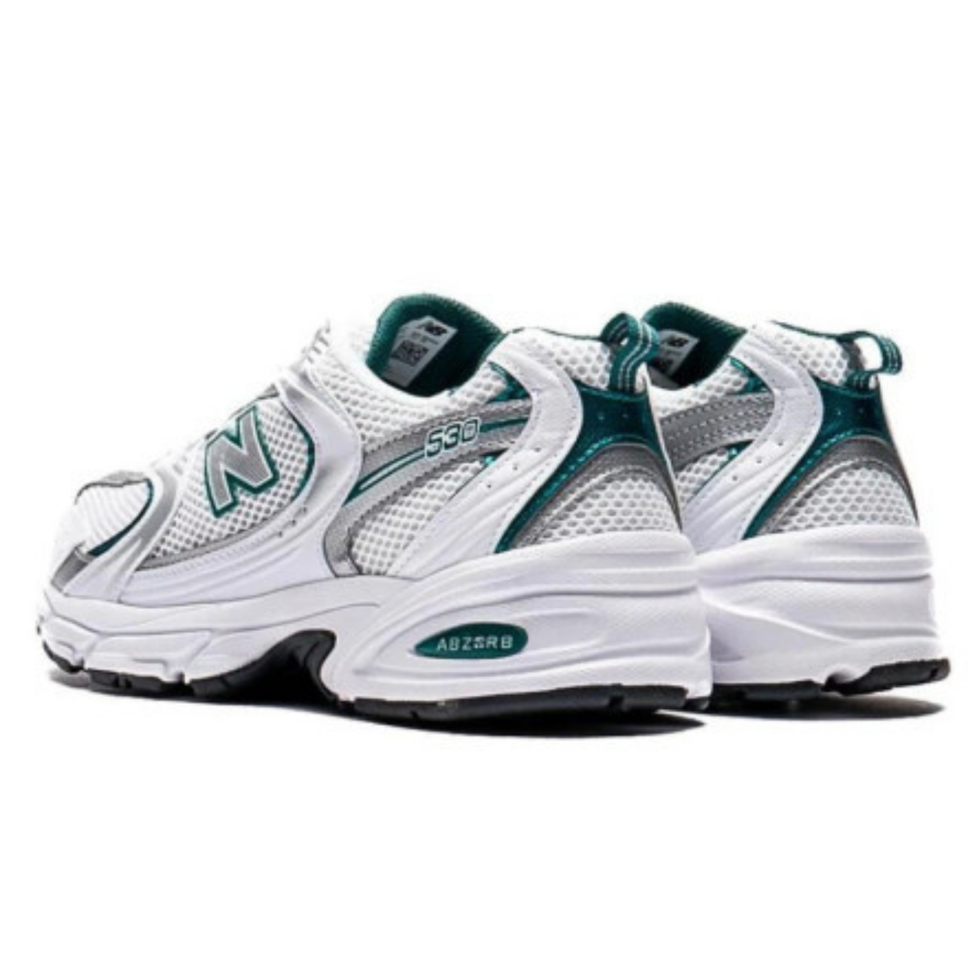 New Balance 530 White Silver Metallic Green