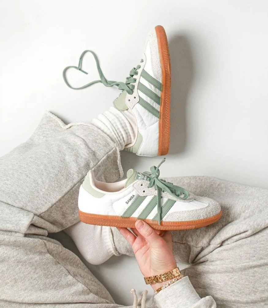 Adidas Samba OG Cloud White Silver Green