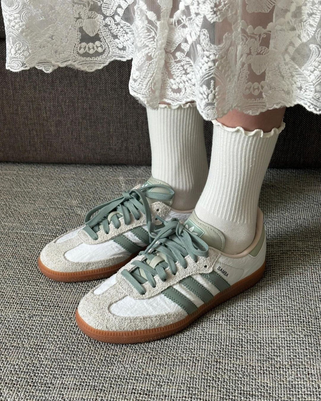 Adidas Samba OG Cloud White Silver Green